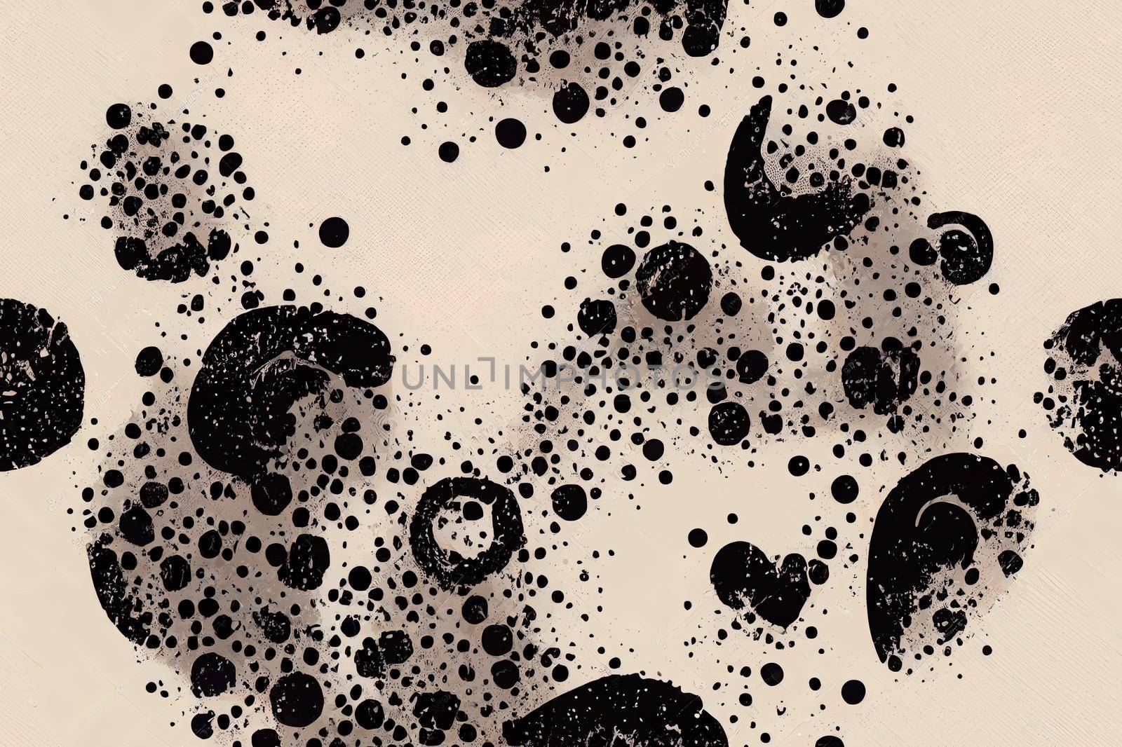 seamless pattern. Abstract grunge texture with monochrome fluid stains. Creative background with blots. Decorative spotty design.. High quality illustration