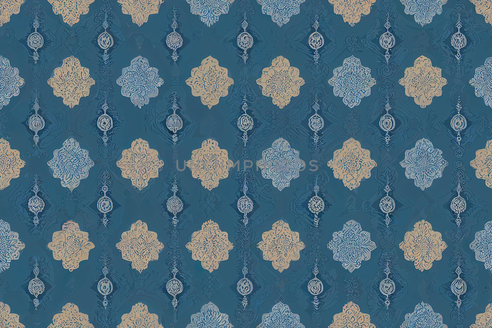 Blue ornamental seamless pattern. Illustration abstract background. High quality illustration. High quality illustration