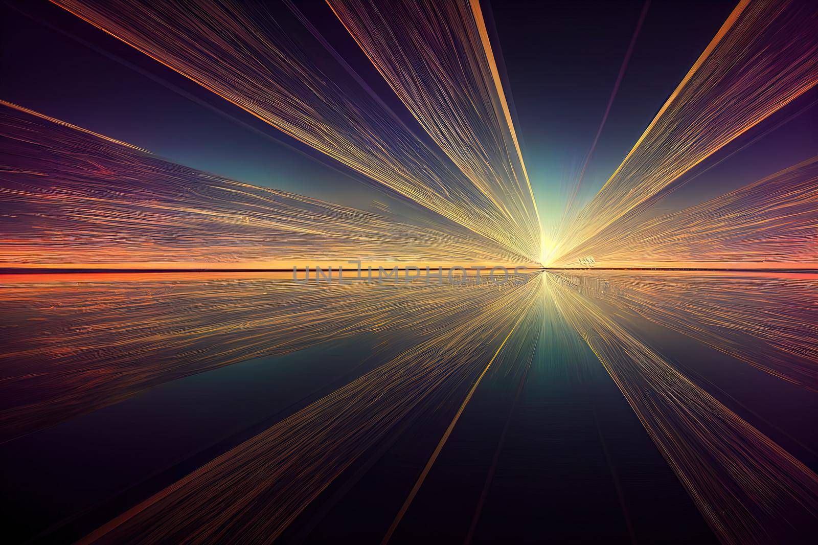 Abstract Night Blur City and Light With Reflection Floor. Concept Background. 3d illustration. High quality illustration