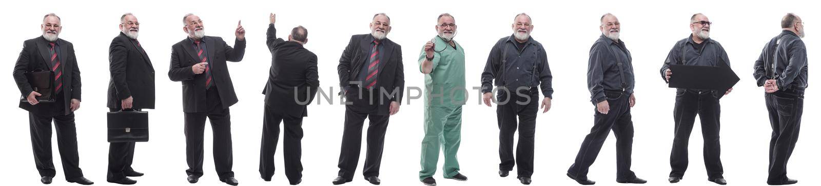 collage of a man in full growth displaying many professions and position by asdf