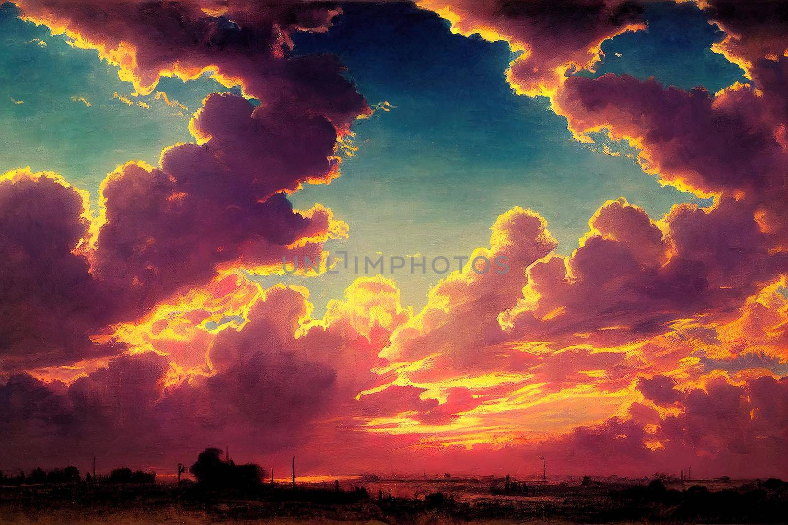 Beautiful sky with cloud before sunset. High quality illustration