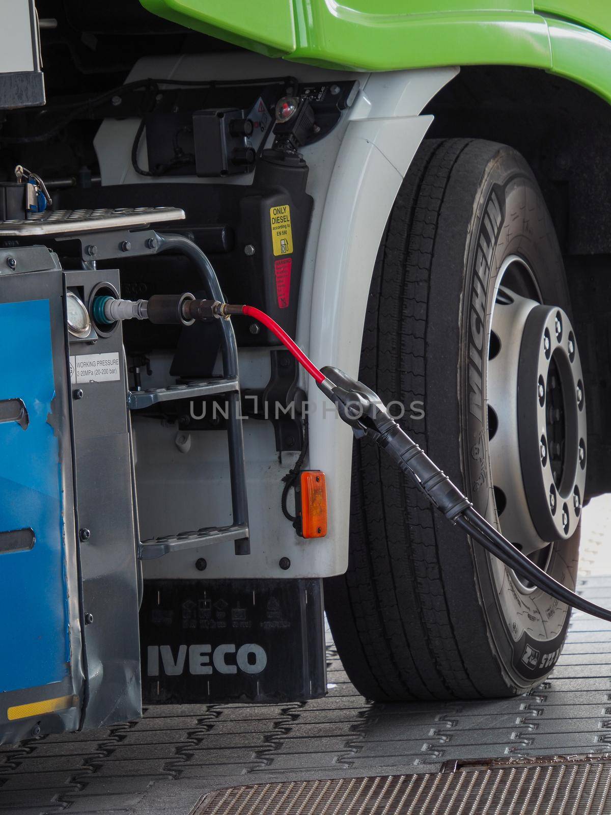 Caorso, Italy - September 2022 Cars being charged at LPG gas stations by verbano