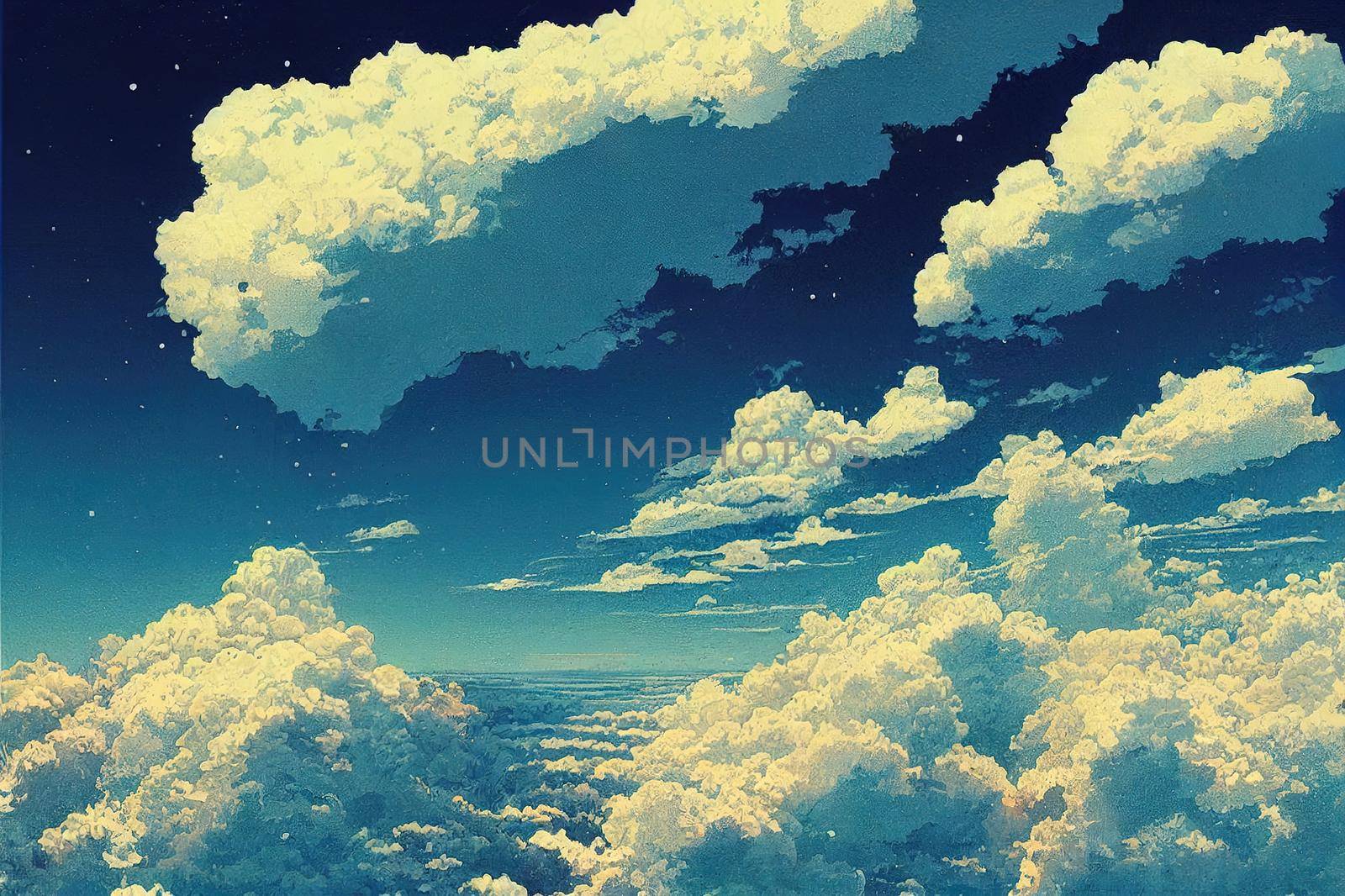 The vast blue sky and clouds sky. High quality illustration