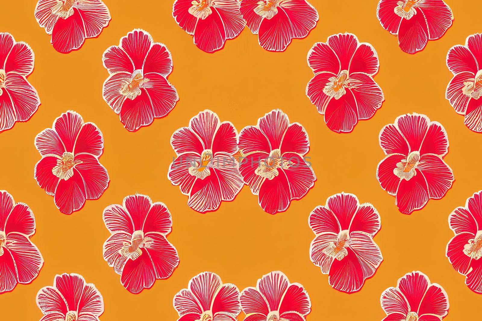 Hawaiian style hibiscus and tribal element fabric patchwork abstract vintage seamless pattern. High quality illustration