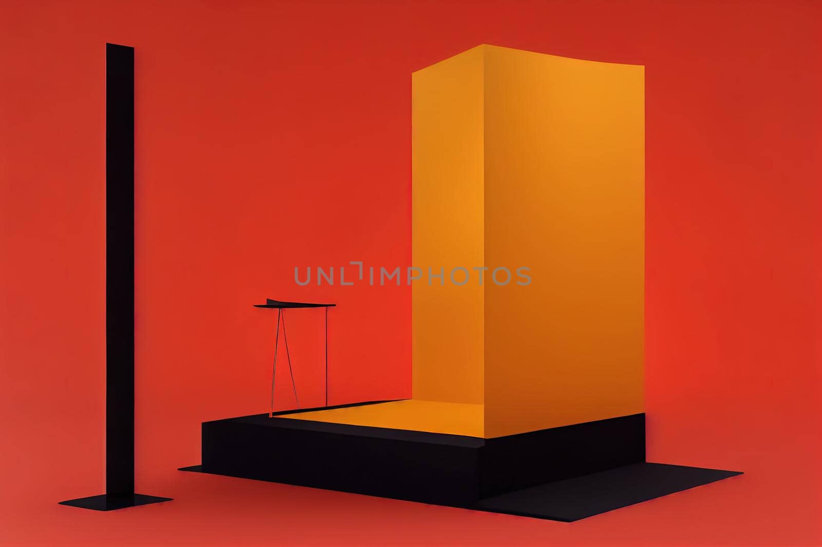 Dark orange podium with amber color fabric, cloth premium autumn background, mockup for branding, exhibitions and product presentation. Abstract fall minimal interior fashion background. 3d render. High quality illustration