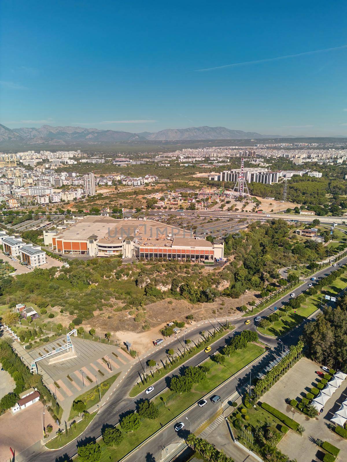 Aerial view of Antalya photographed by drone on a sunny day