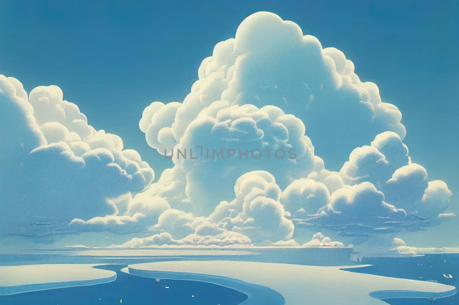 International Day for the Preservation of the Ozone Layer concept Beauty white cloud and clear blue sky in sunny day texture background. High quality illustration