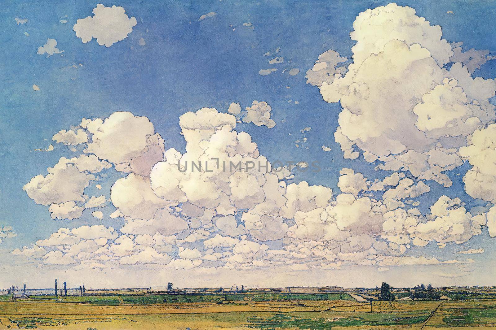 The vast blue sky and clouds sky. High quality illustration