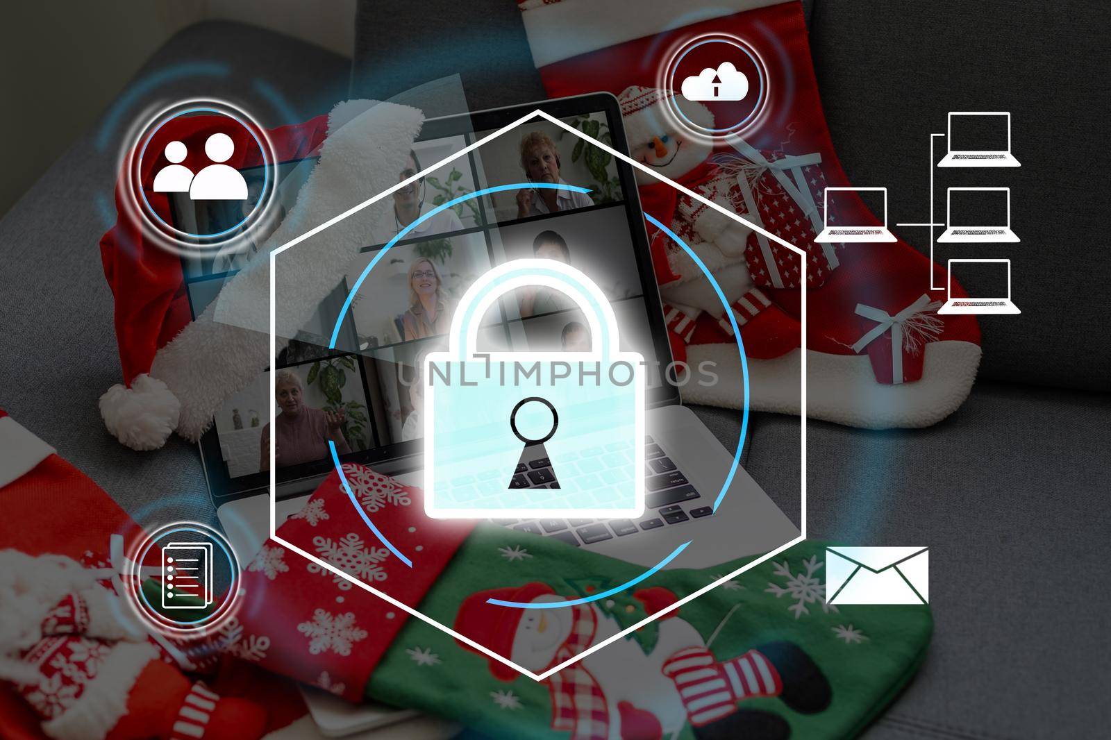 Personal Data Protection Act or PDPA concept. Businessmen use a phone with fingerprint scanning concept. Shield with lock icon on screen, futuristic protection from privacy theft.