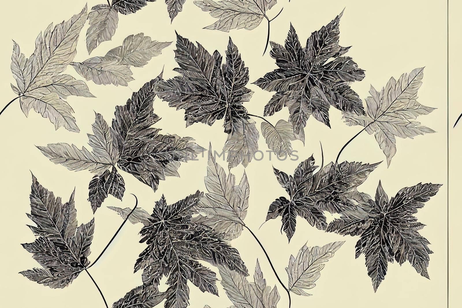 Scheffler. Leaves. Vegetation. Flowers. Seamless pattern. Hand drawing. Sketch.. High quality illustration