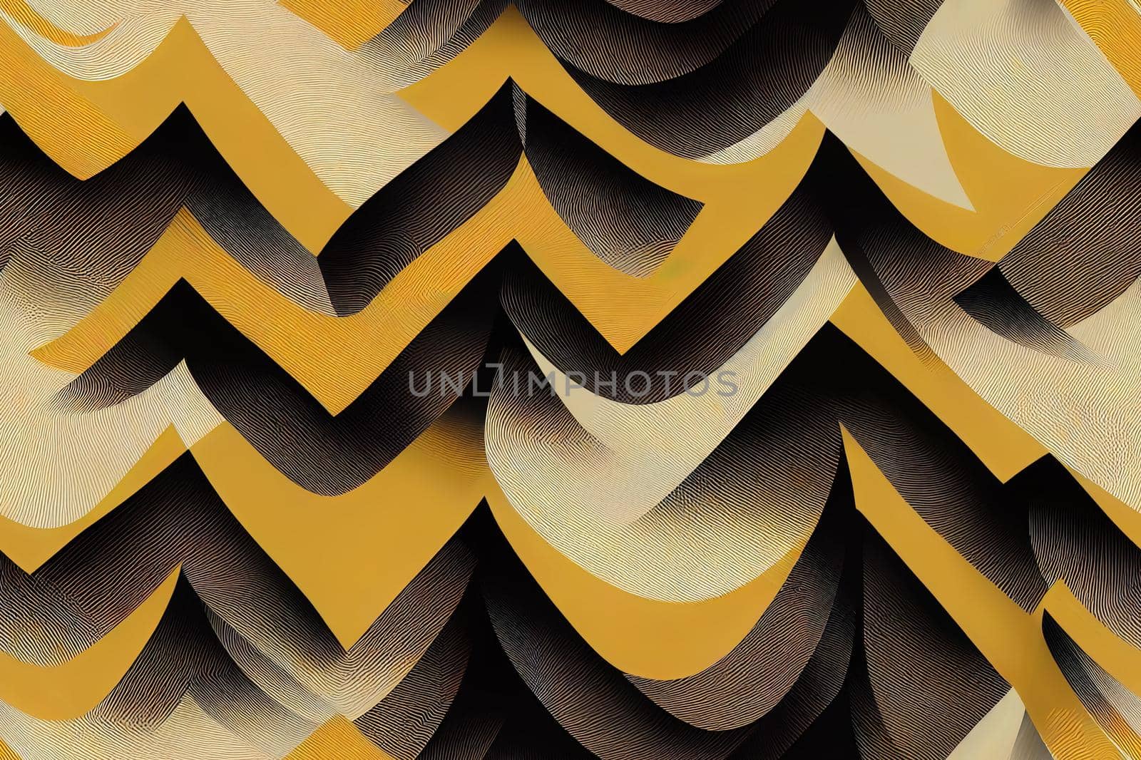 seamless pattern. Abstract texture with contrast diagonal waves. Creative distorted background. Decorative black, white and illuminating yellow design. Can be used as swatch for illustrator.. High quality illustration