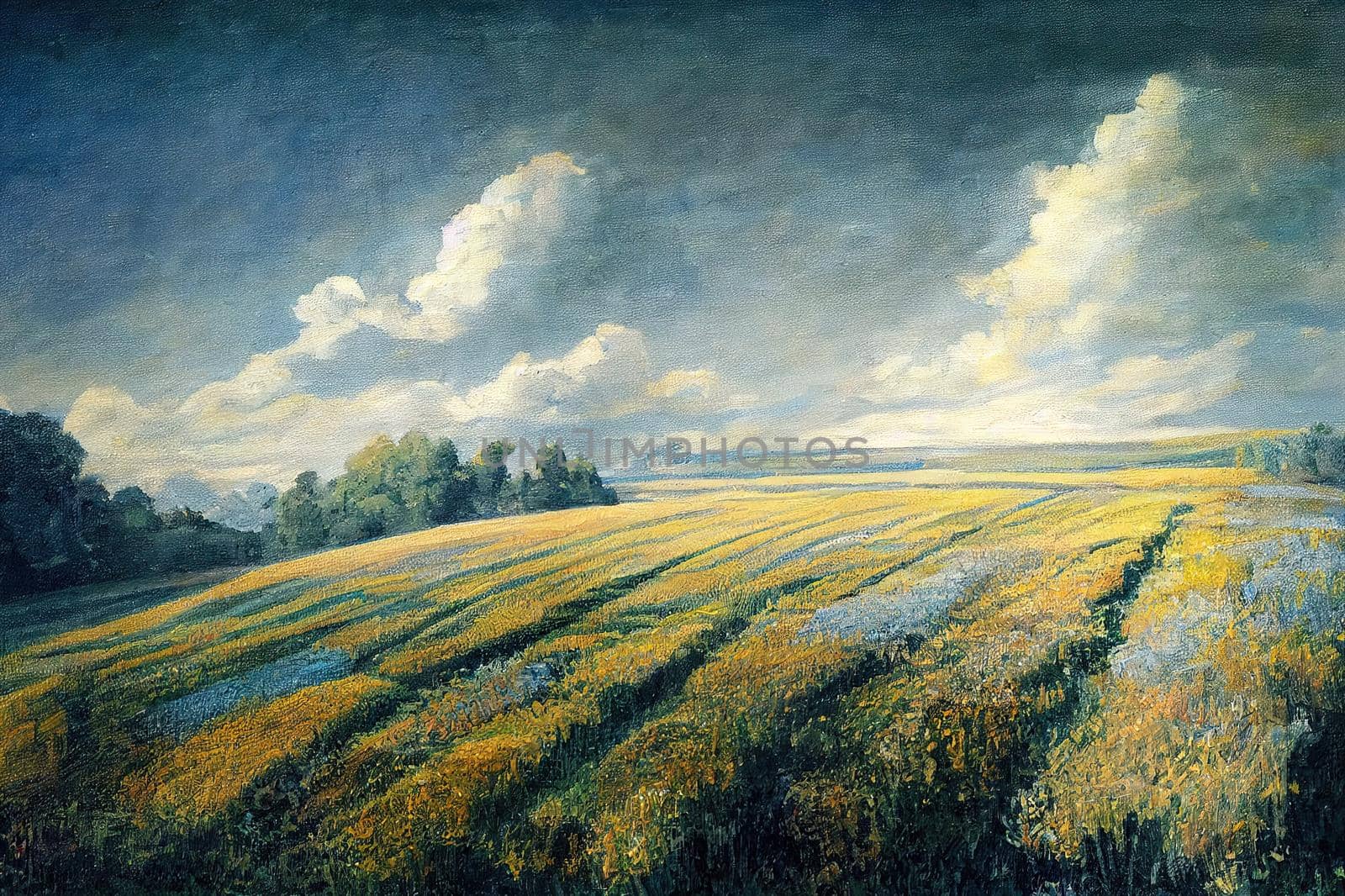 field on a background of the blue sky. High quality illustration