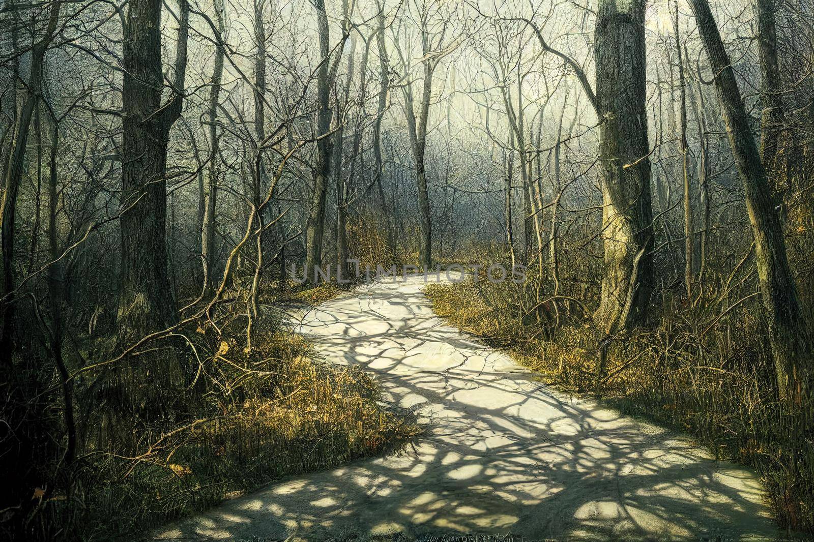 Crawford Lake Milton Ontario woods path. High quality illustration