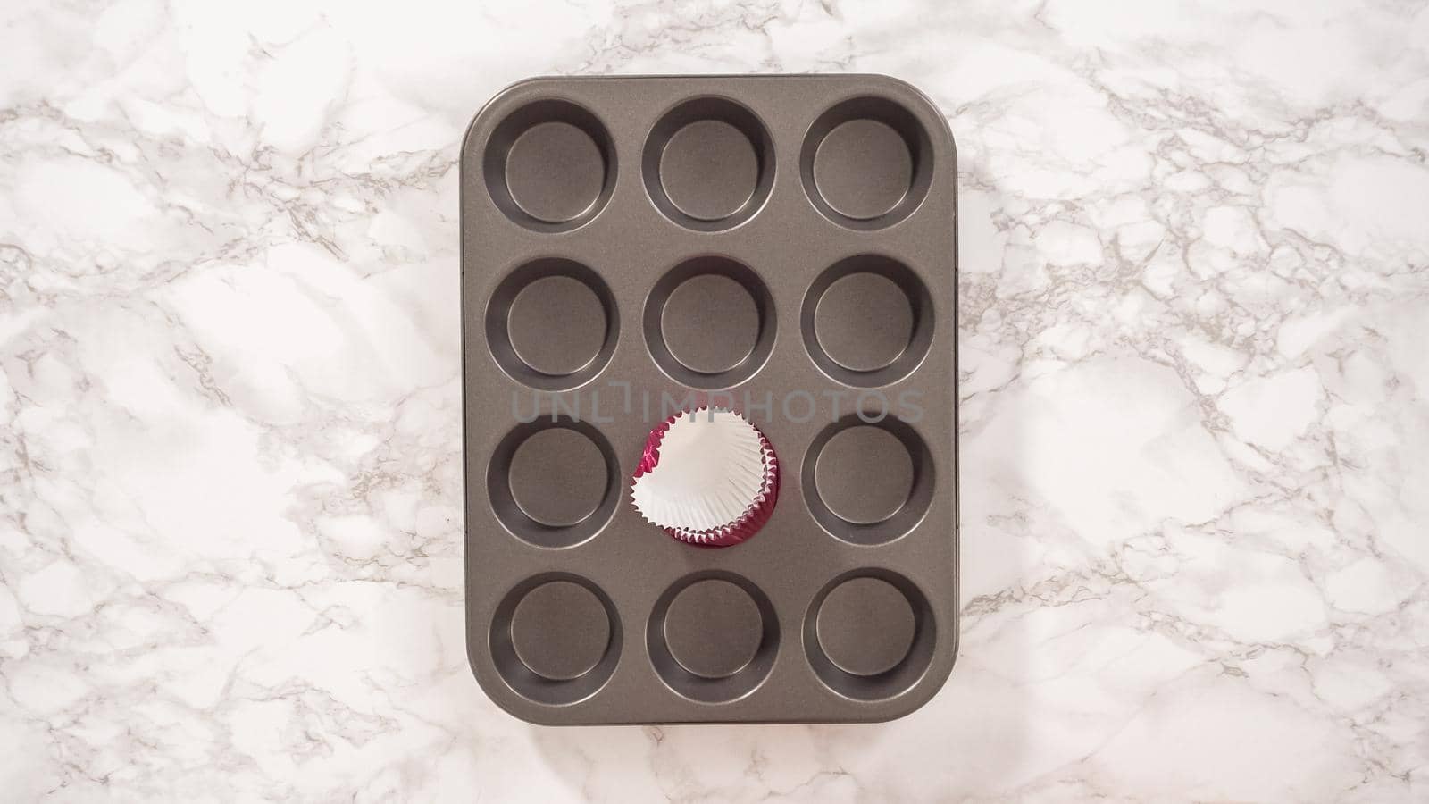 Flat lay. Step by step. Whipping chocolate ganache with an electric kitchen mixer.