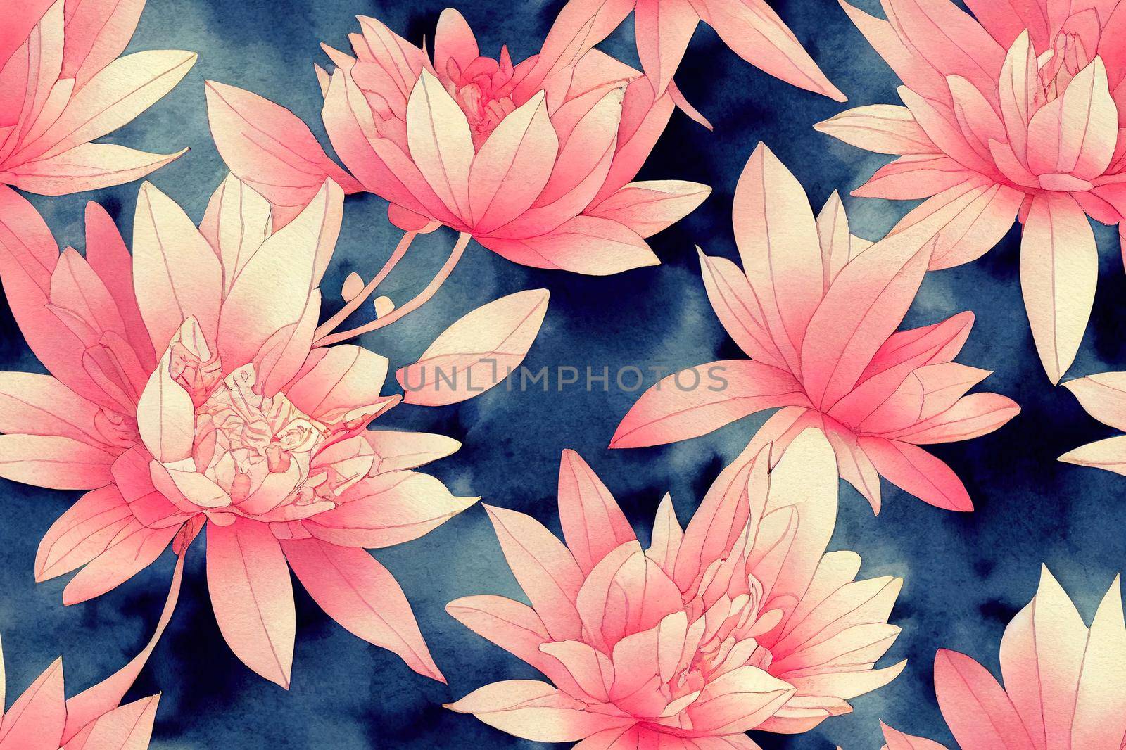 soft pink watercolor flower print ~ seamless background by 2ragon