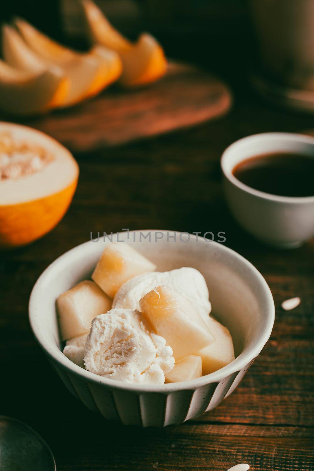 Dessert of Ice Cream with Honeydew Melon by Seva_blsv