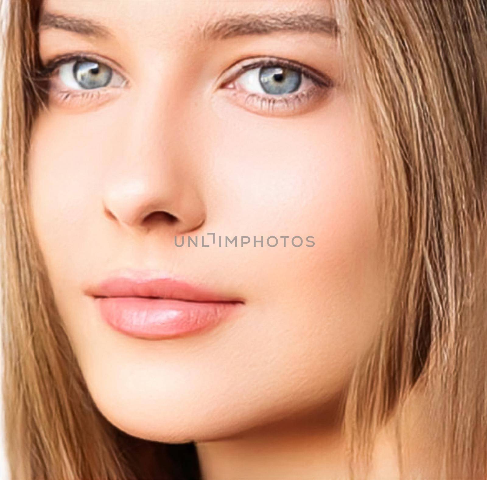 Beauty, skincare and make-up, portrait of beautiful woman, female model face close-up for skin care and makeup by Anneleven
