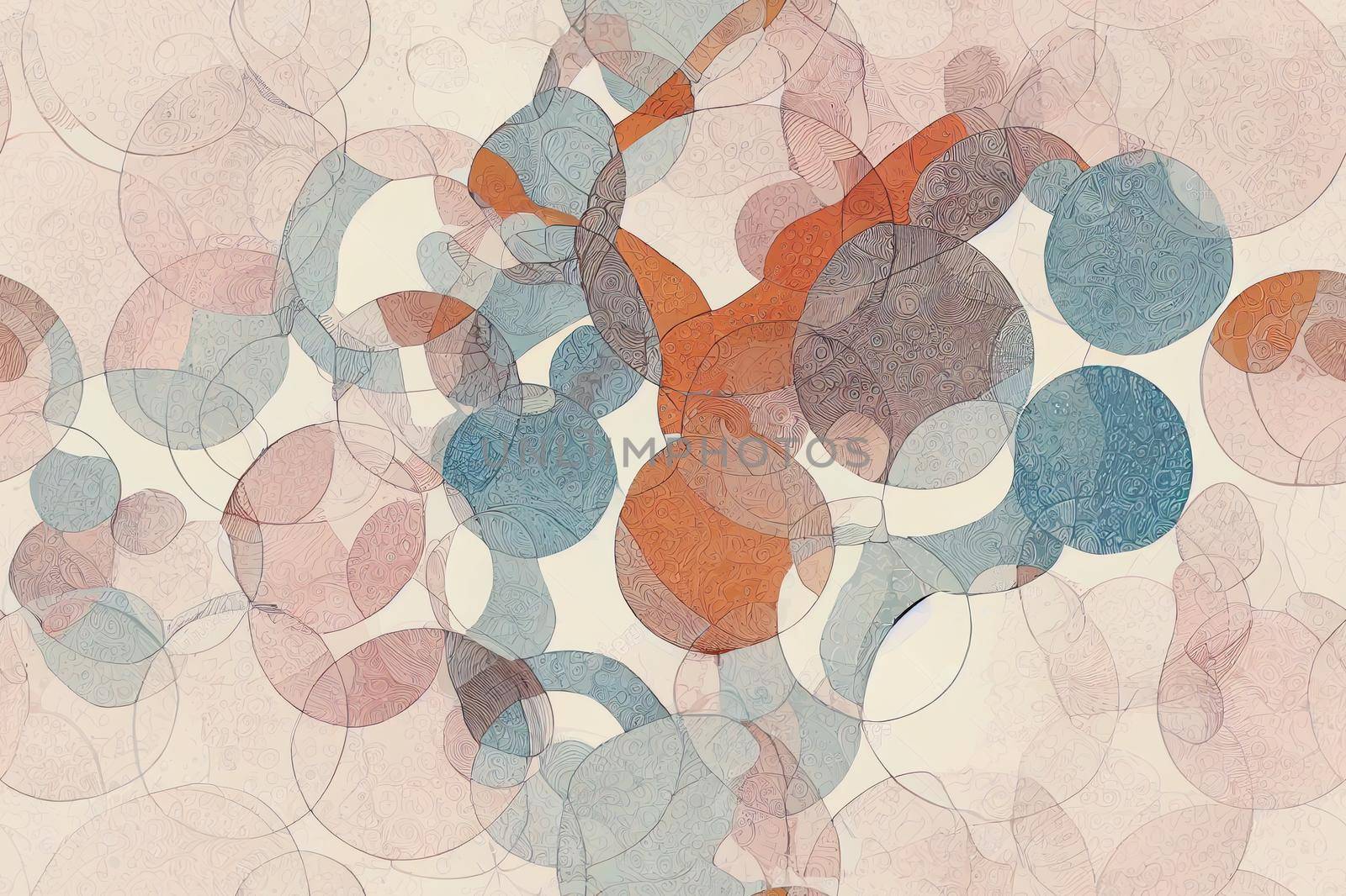 Abstract seamless pattern with circles textures. doodle print in pastel colors on white background.. High quality illustration