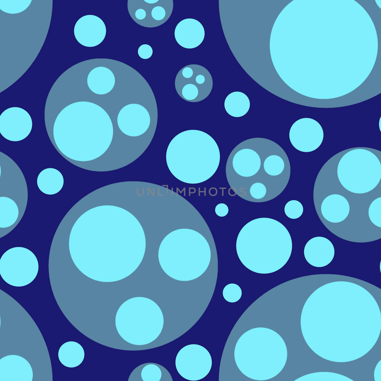 Abstract seamless pattern with colorful turquoise,gray balls on blue.Illustration of overlapping colorful dots pattern for background abstract ornament.For invitation,card,flyer,banner,textile,fabric