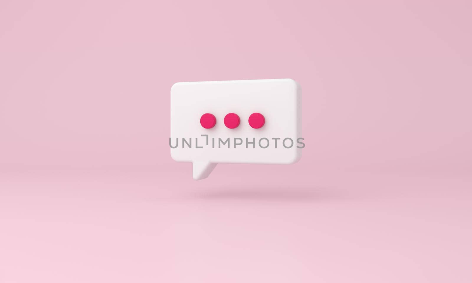 Bubble chat icon on pink background. 3d rendering.