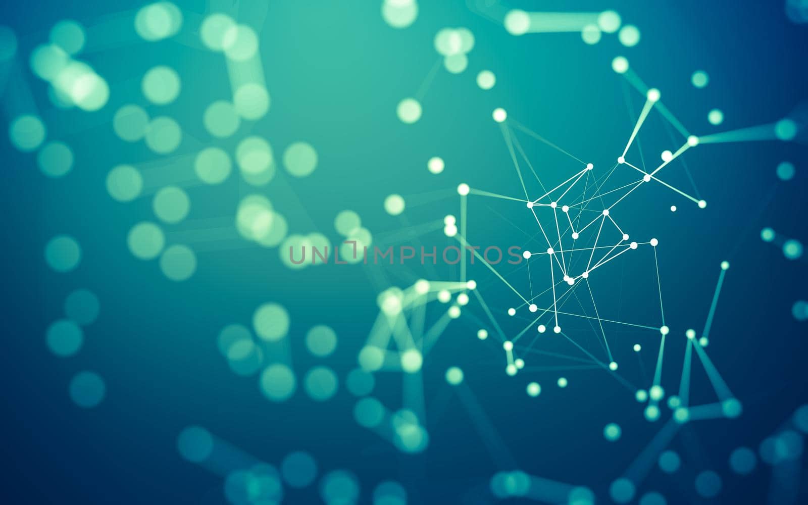 Abstract background. Molecules technology with polygonal shapes, connecting dots and lines. Connection structure. Big data visualization.  by teerawit