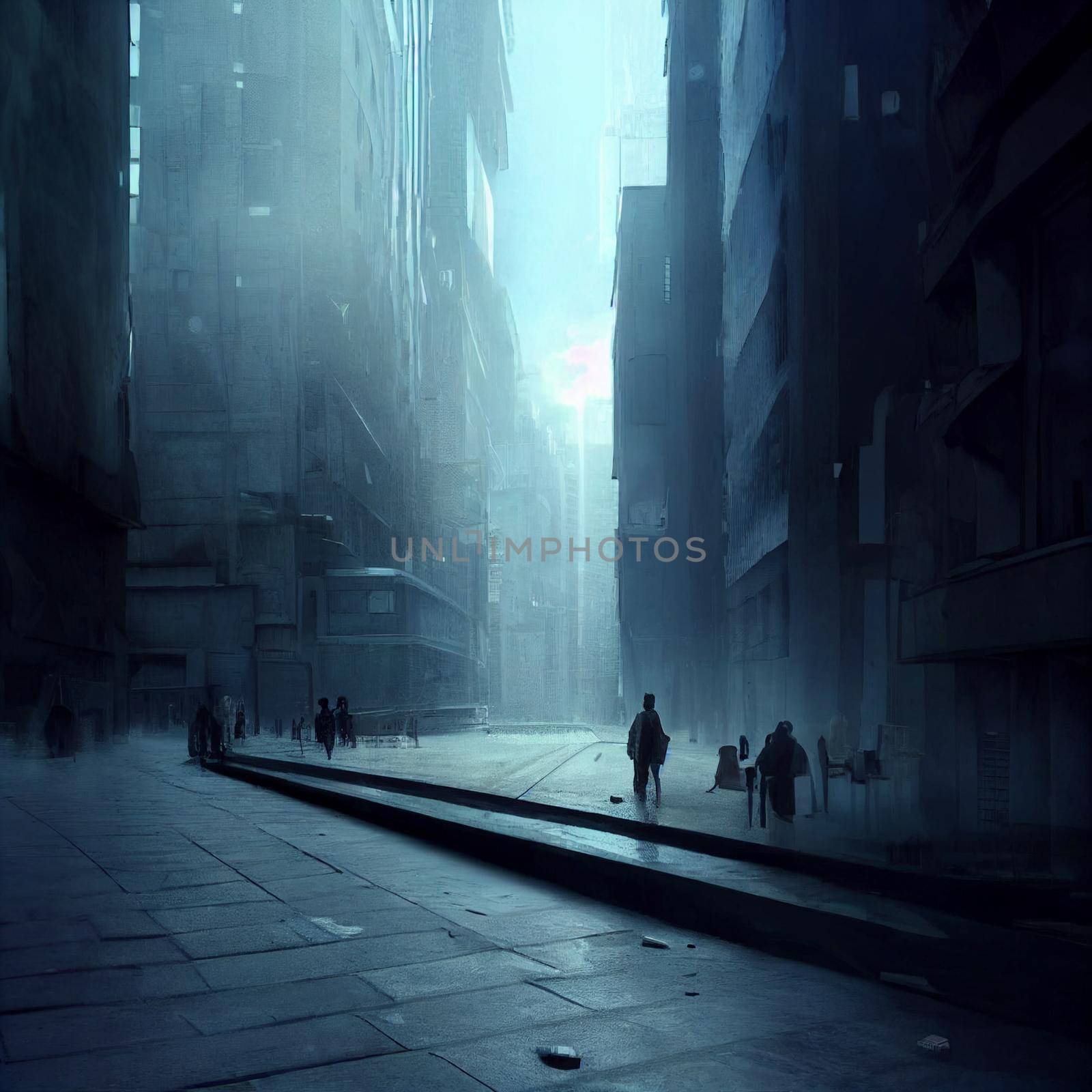 Gloomy image of a futuristic street by NeuroSky