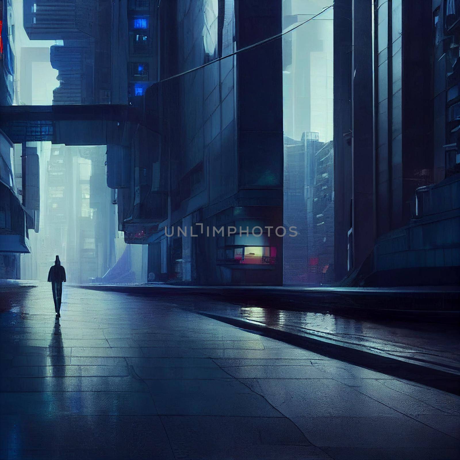 Gloomy image of a futuristic street by NeuroSky