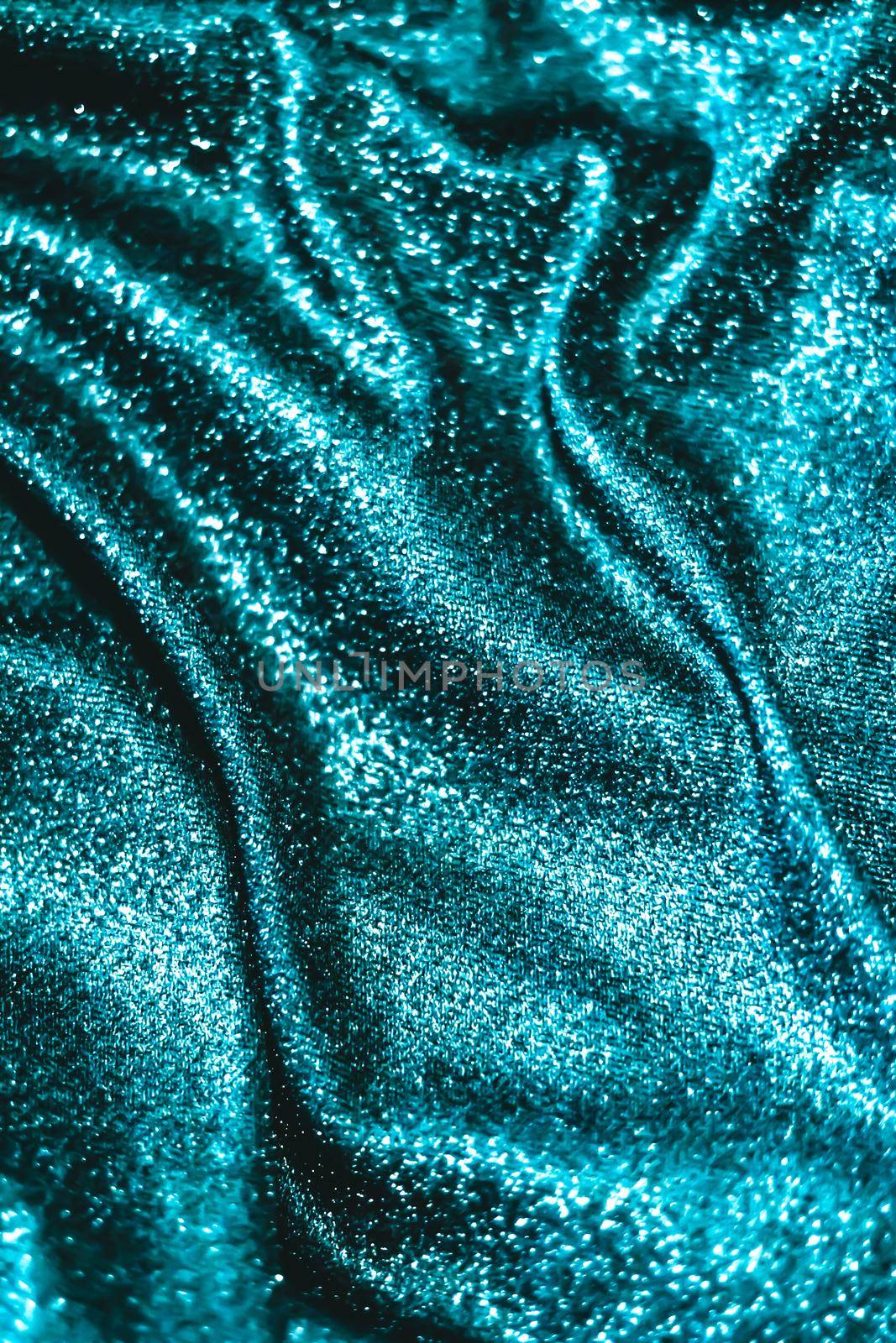 Emerald holiday sparkling glitter abstract background, luxury shiny fabric material for glamour design and festive invitation by Anneleven