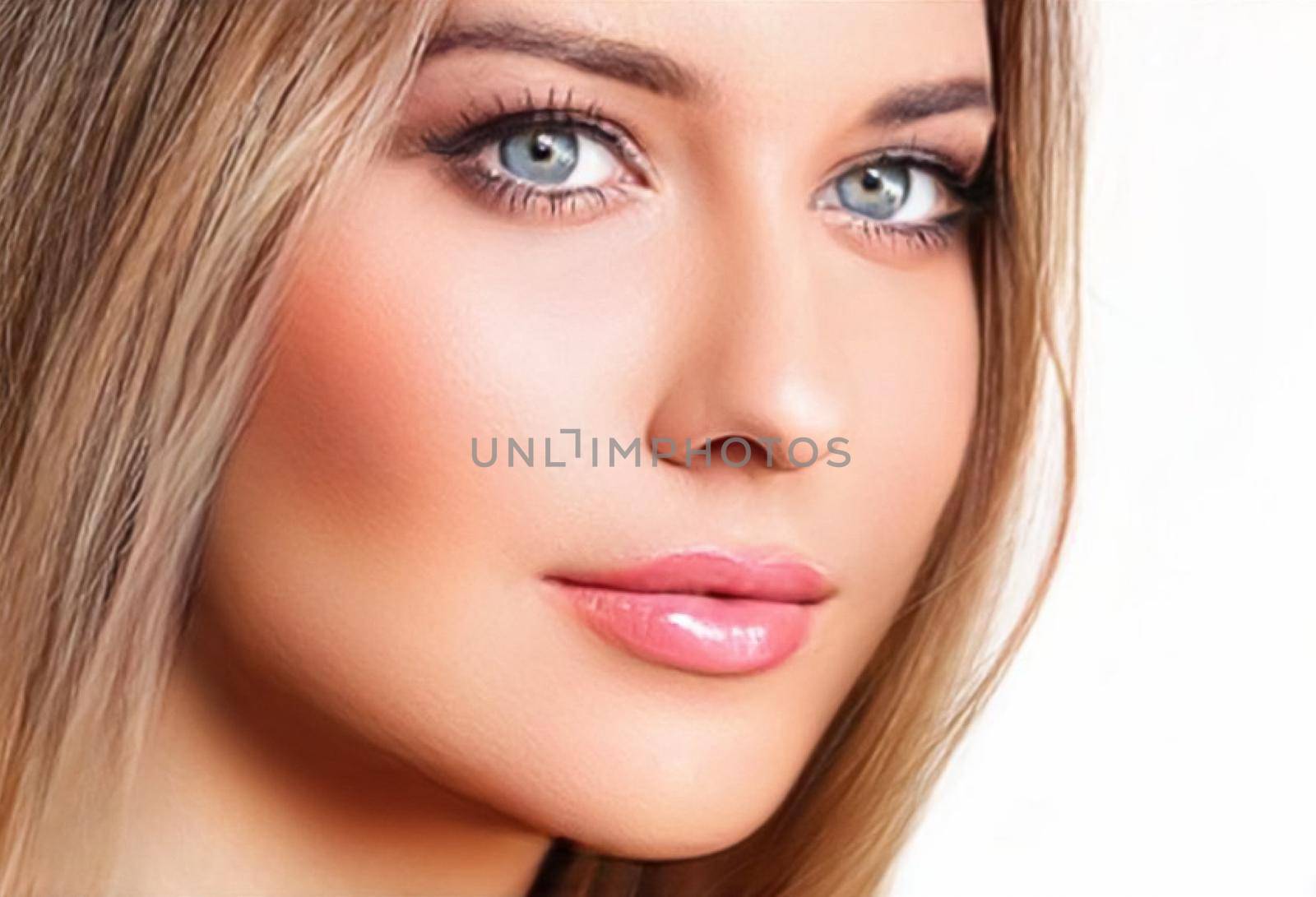 Beauty, skincare and make-up, portrait of beautiful woman, female model face close-up for skin care and makeup by Anneleven