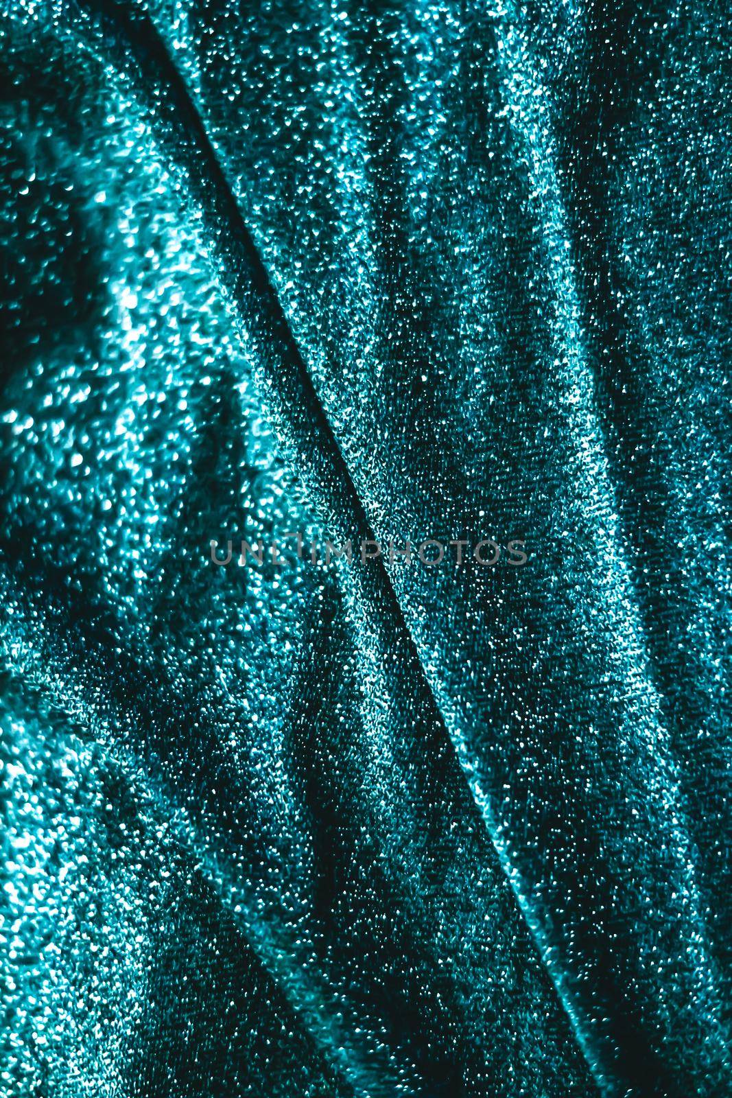 Emerald holiday sparkling glitter abstract background, luxury shiny fabric material for glamour design and festive invitation by Anneleven