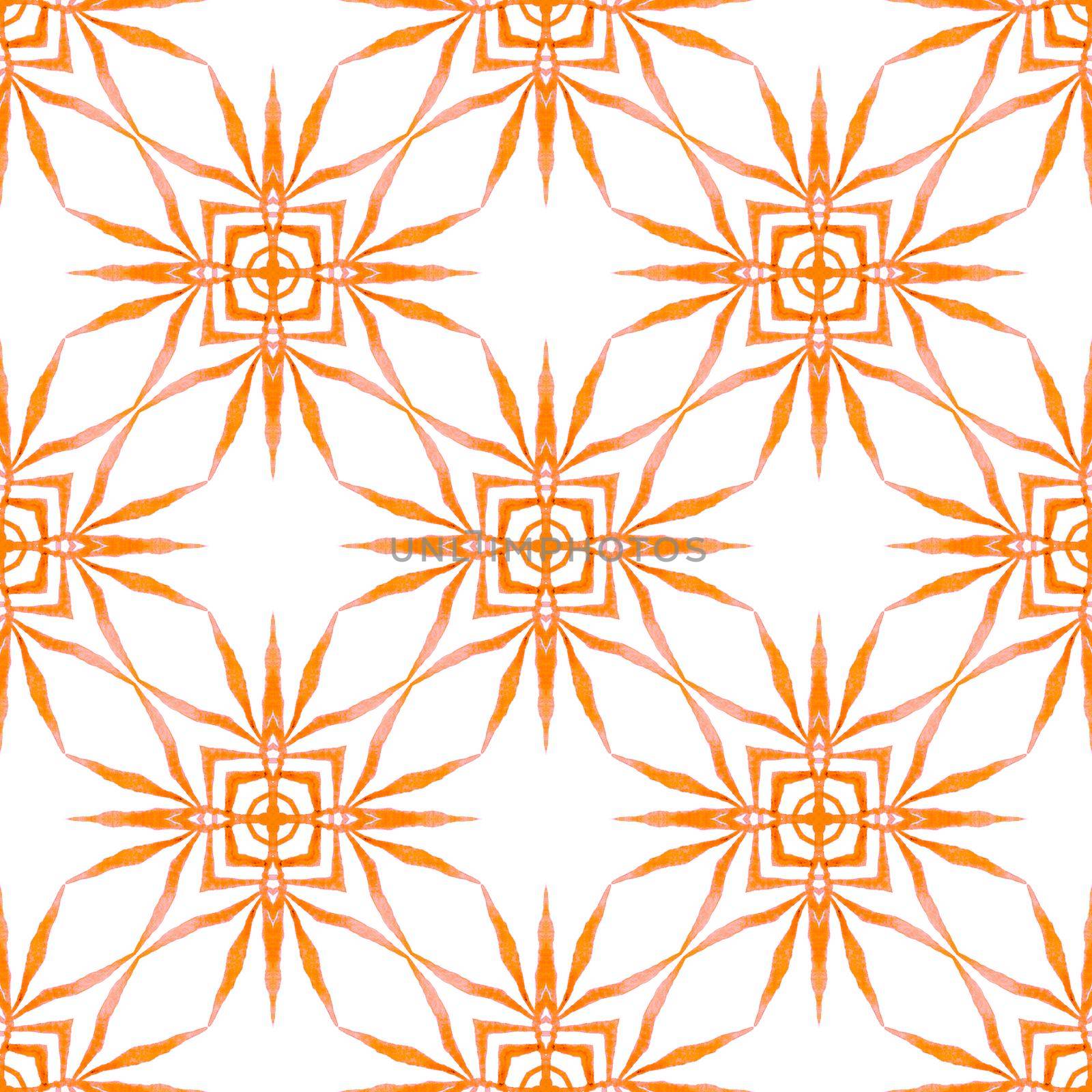 Watercolor ikat repeating tile border. Orange by beginagain