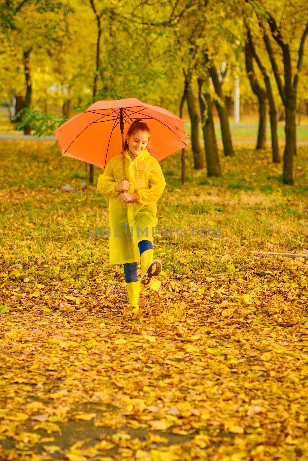 happy kid in autumn park by InnaVlasova