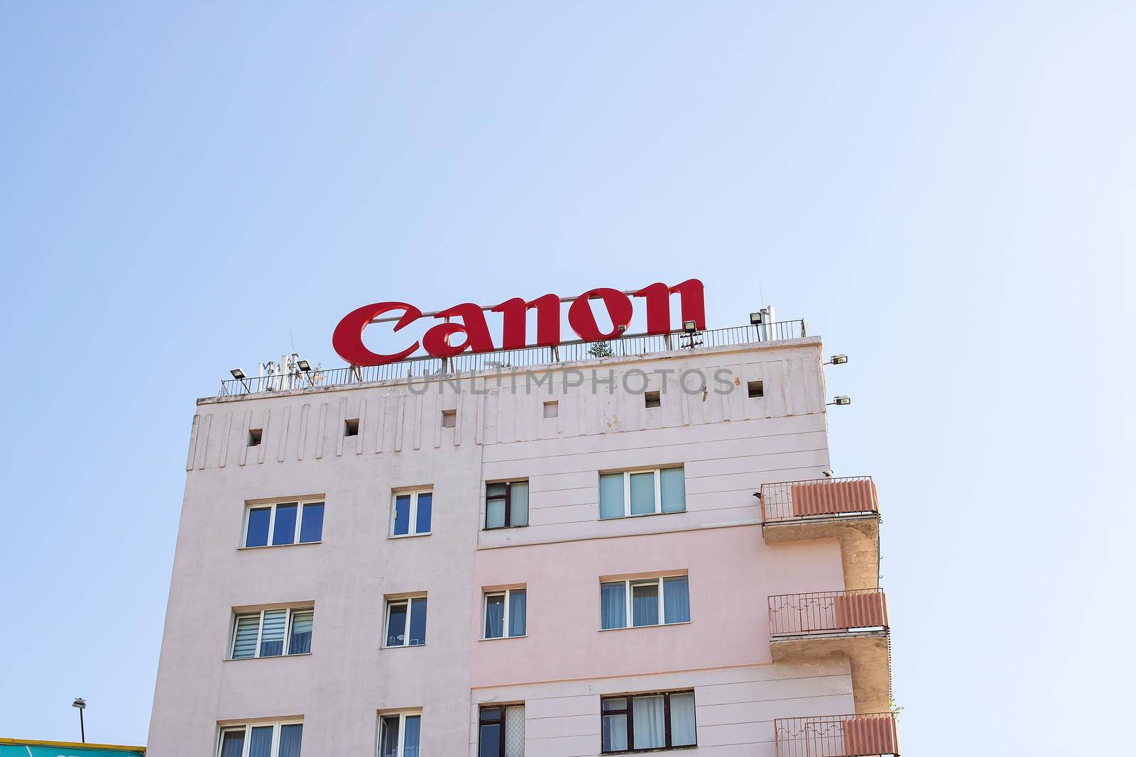 Belarus, Minsk - 03 september, 2022: Canon's Office Sign in blue sky