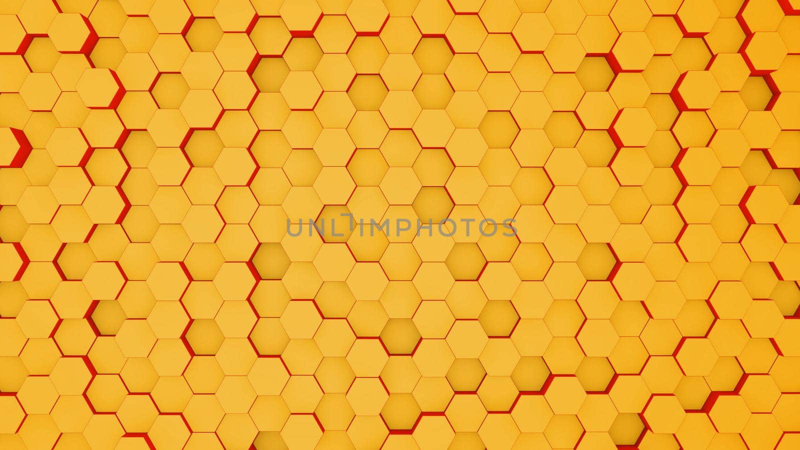 Hexagon yellow background. honeycomb concept. 3d illustration.