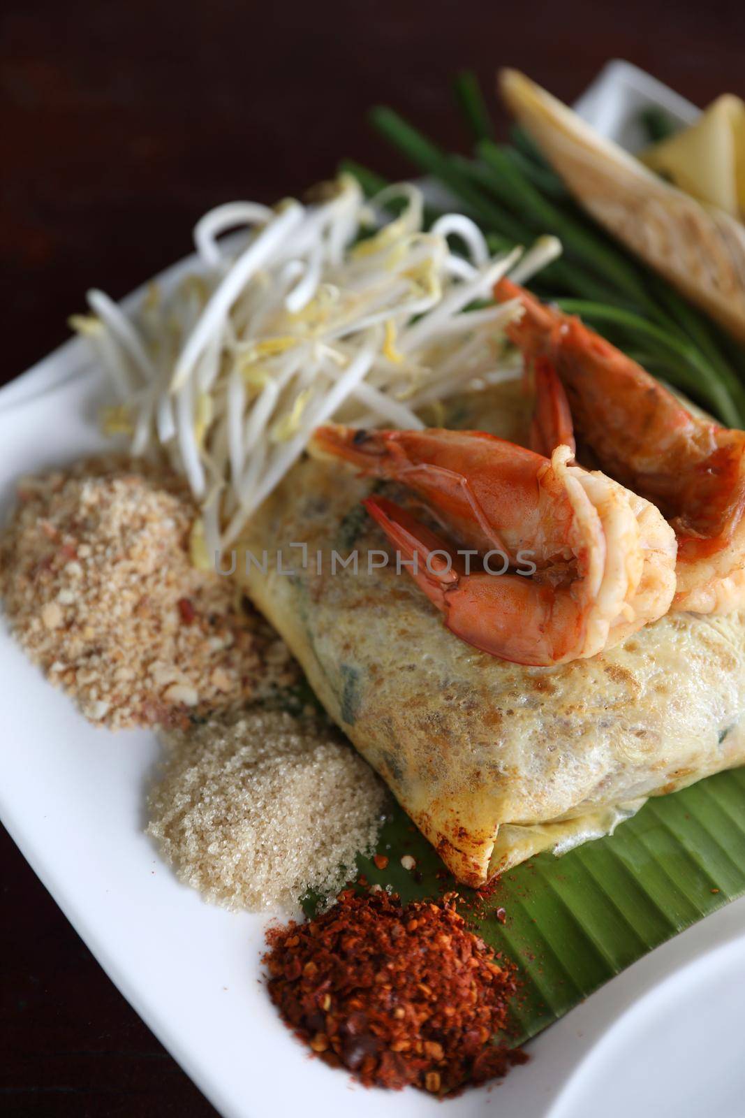 Local Thai food pad thai fried noodle with shrimp