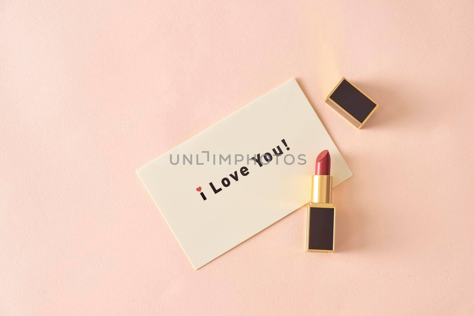 Happy Valentine's Day concept. Beautiful luxury modern high end red bold lipstick