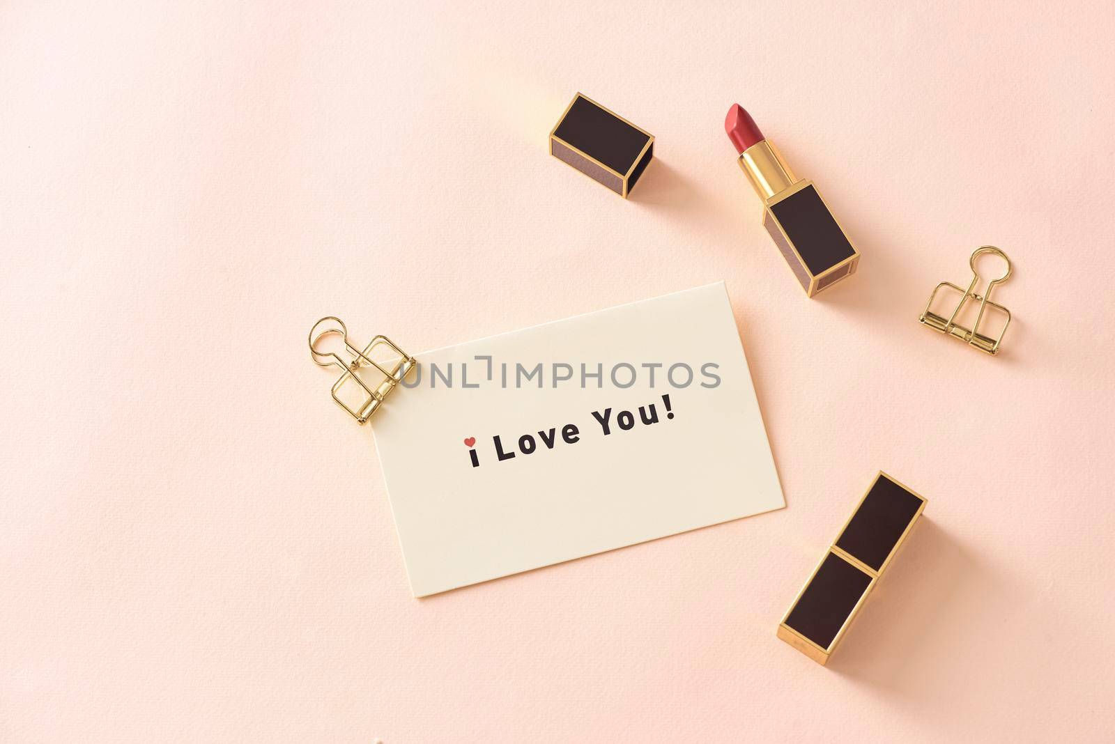 Happy Valentine's Day concept. Beautiful luxury modern high end red bold lipstick by makidotvn