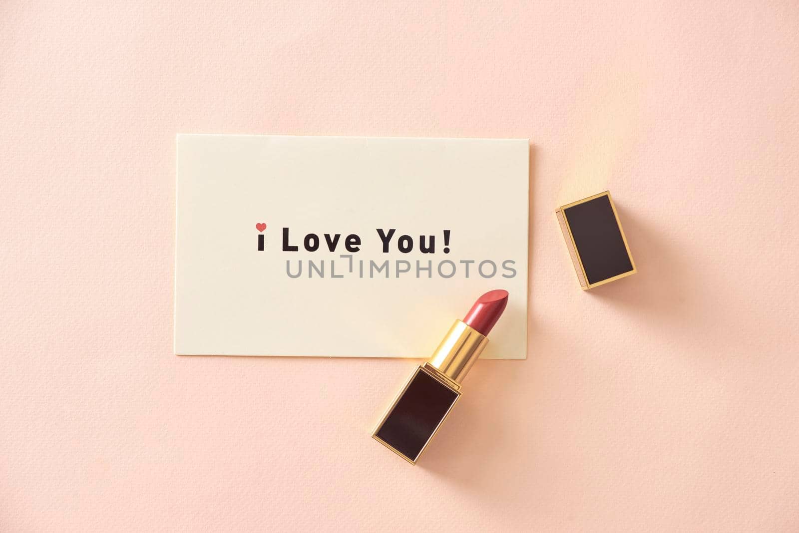 Happy Valentine's Day concept. Beautiful luxury modern high end red bold lipstick by makidotvn