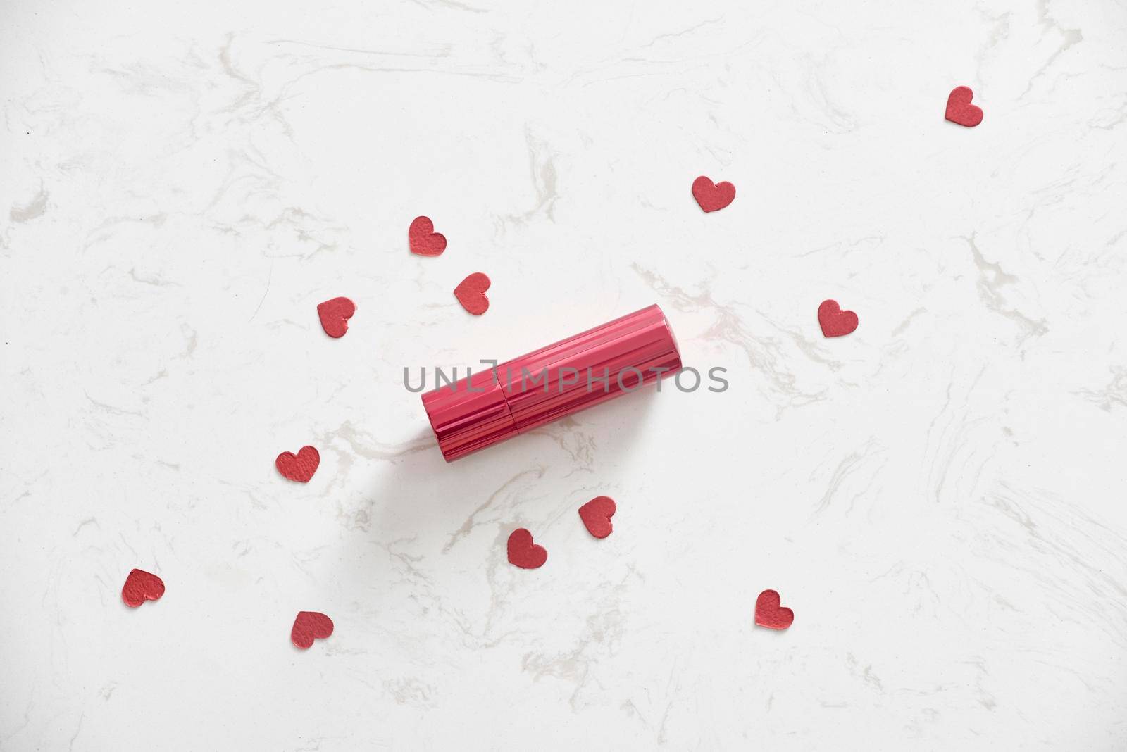 Happy Valentine's Day concept on vintage paper sheet with lipstick by makidotvn