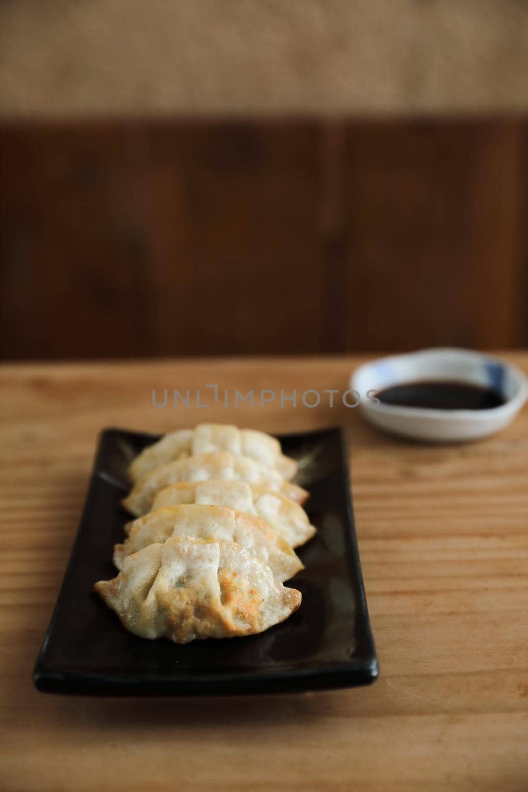 gyoza dumpling japanese style in close up