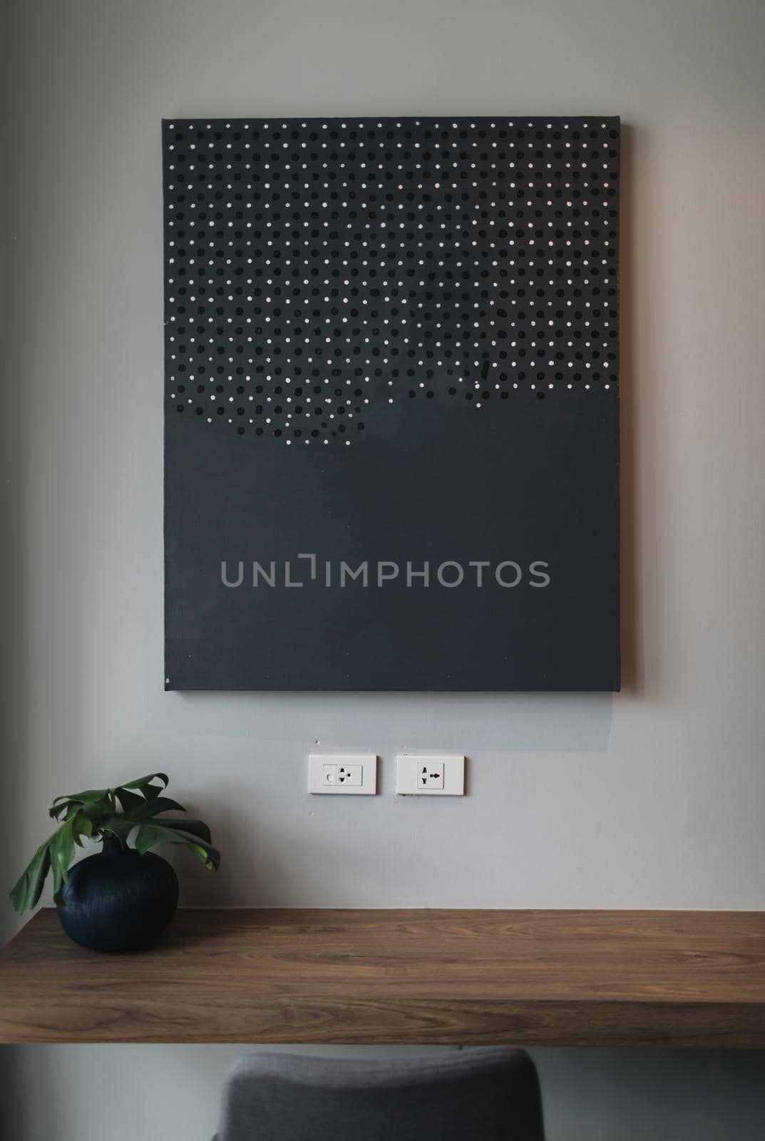 Wooden black and grey modern table and desk in bedroom by piyato