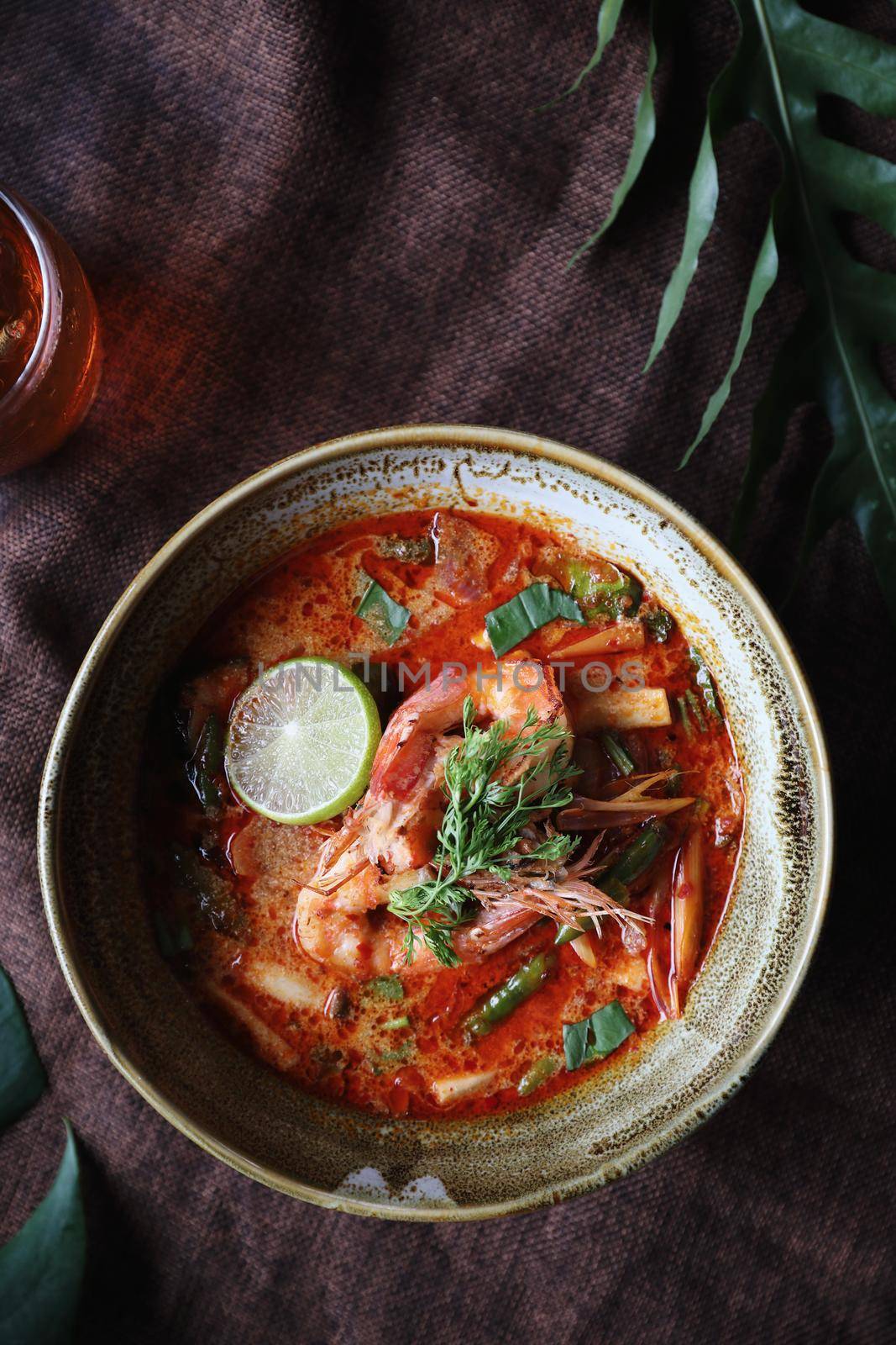 Tom Yum soup , Thai traditional food spicy prawn soup 