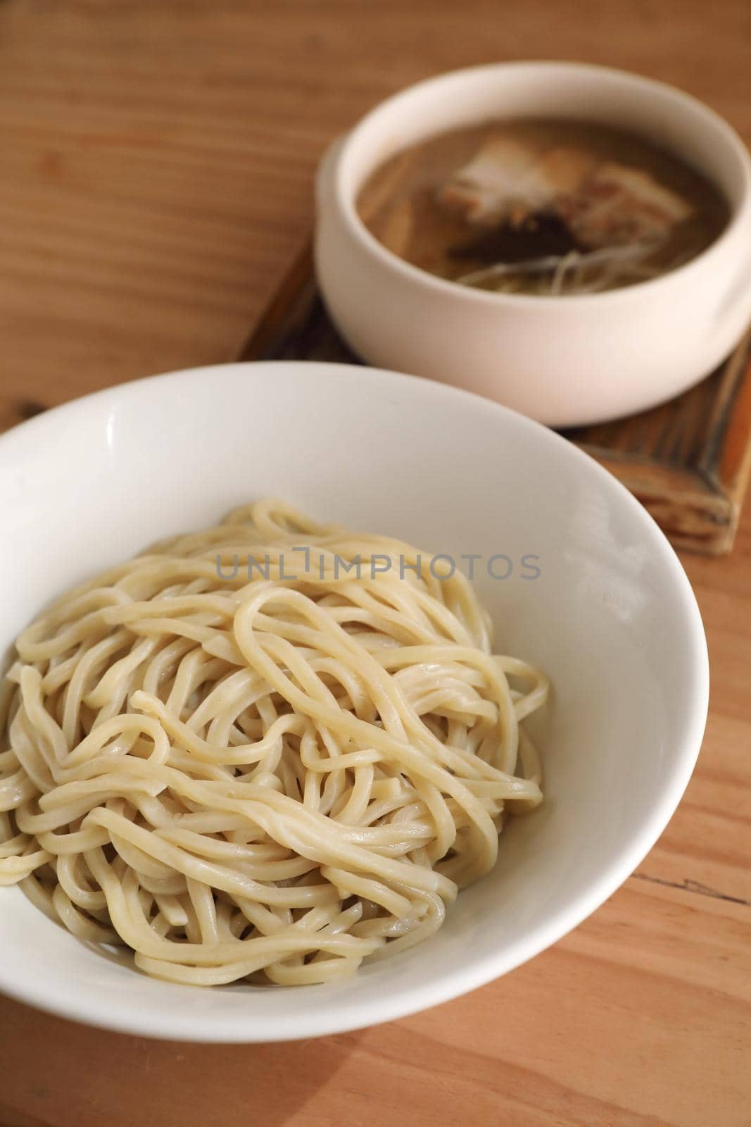 Tsukemen ramen with soup for dipping Japanese food