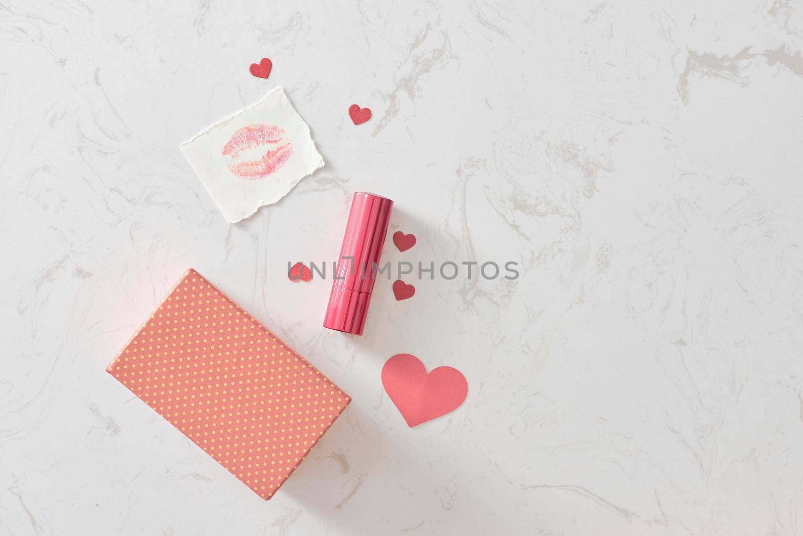 Happy Valentine's Day concept on vintage paper sheet with lipstick by makidotvn