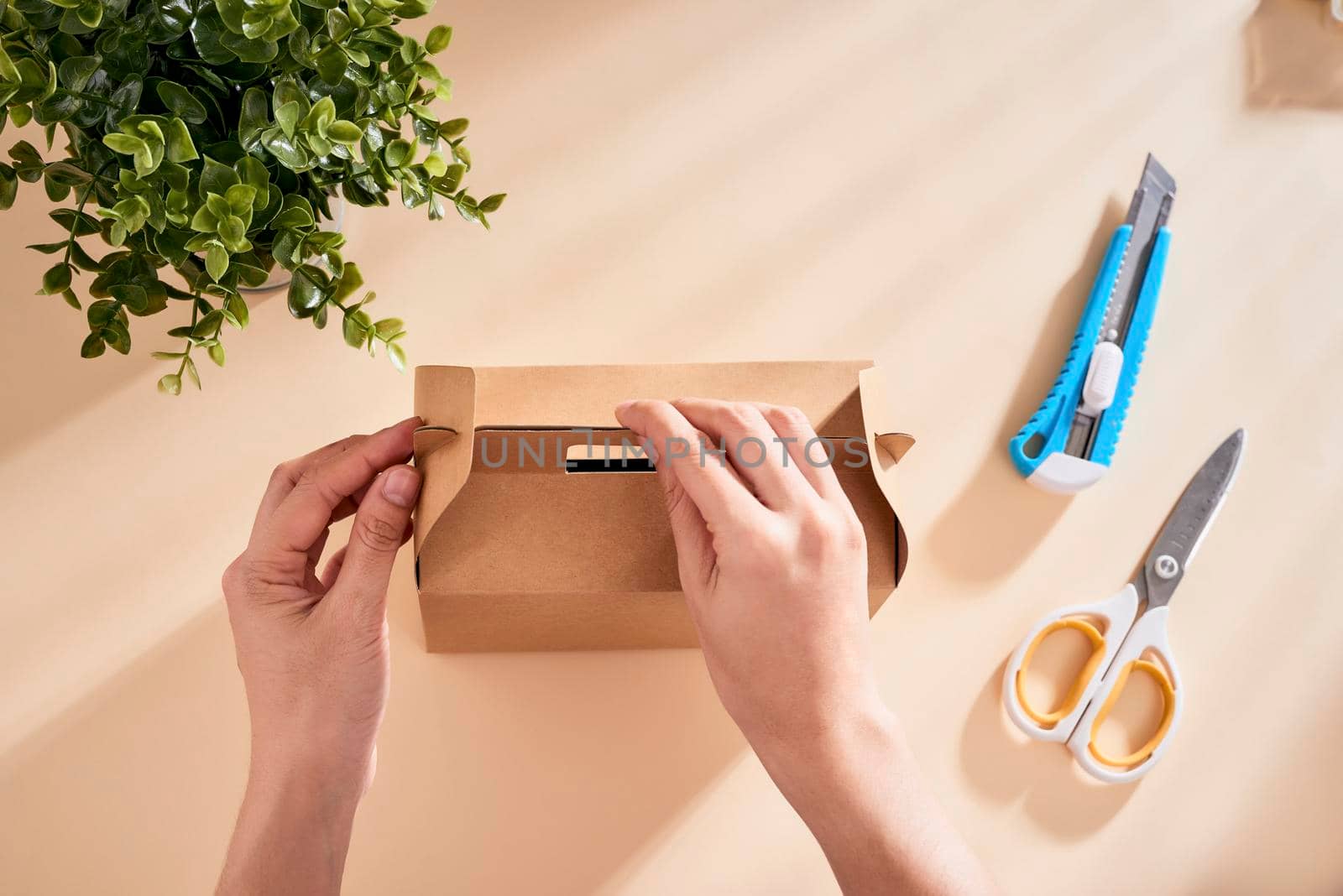 Making a gift box. DIY concept. Step-by-step photo instruction