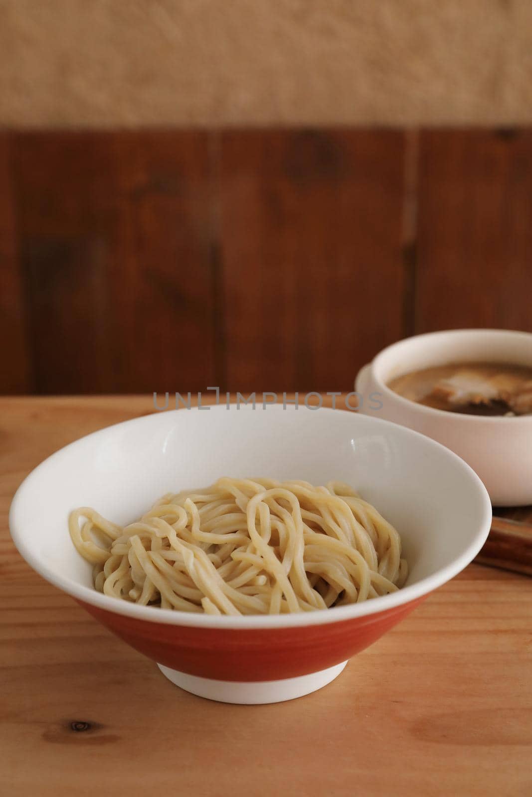 Tsukemen ramen with soup for dipping Japanese food