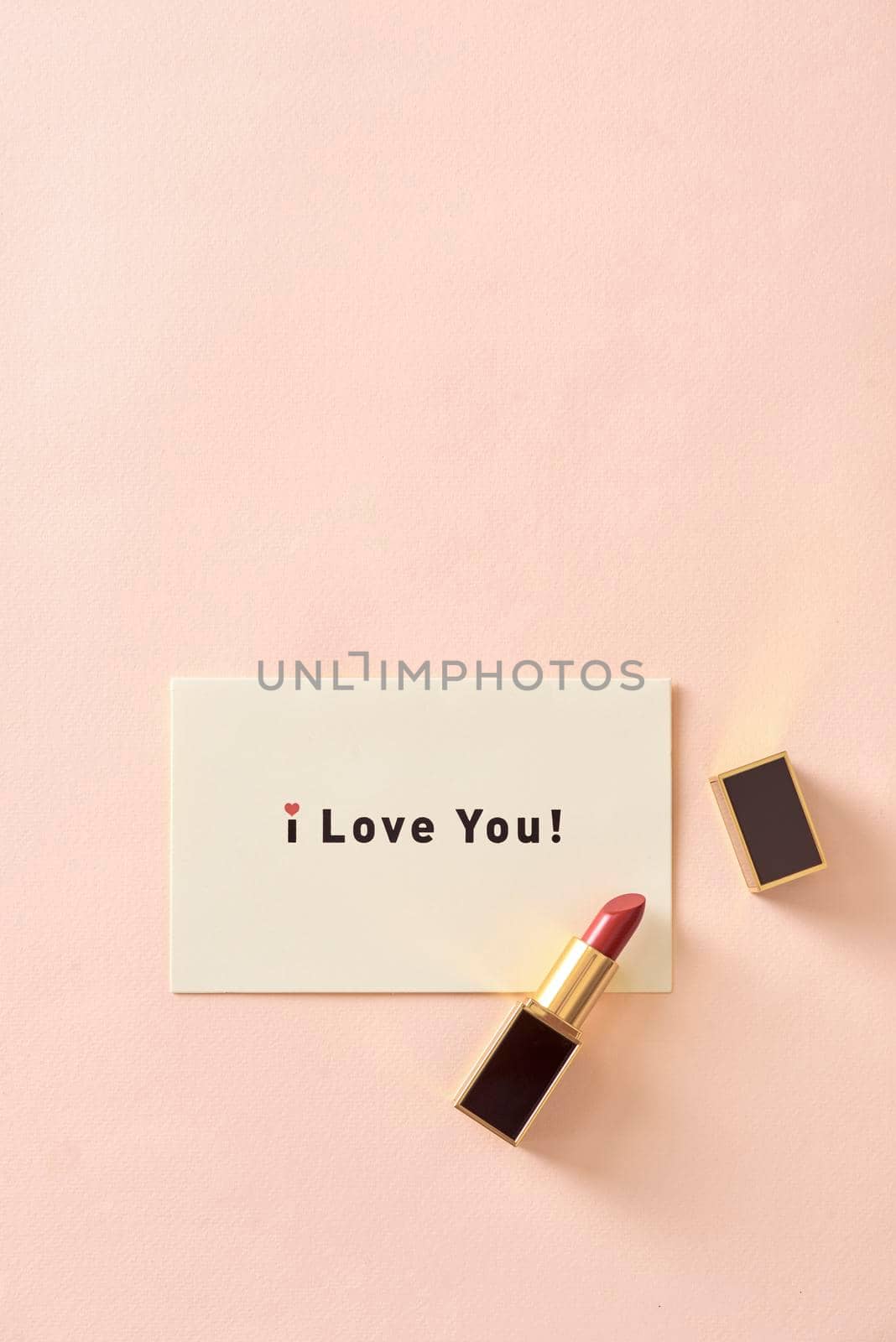 Happy Valentine's Day concept. Beautiful luxury modern high end red bold lipstick by makidotvn
