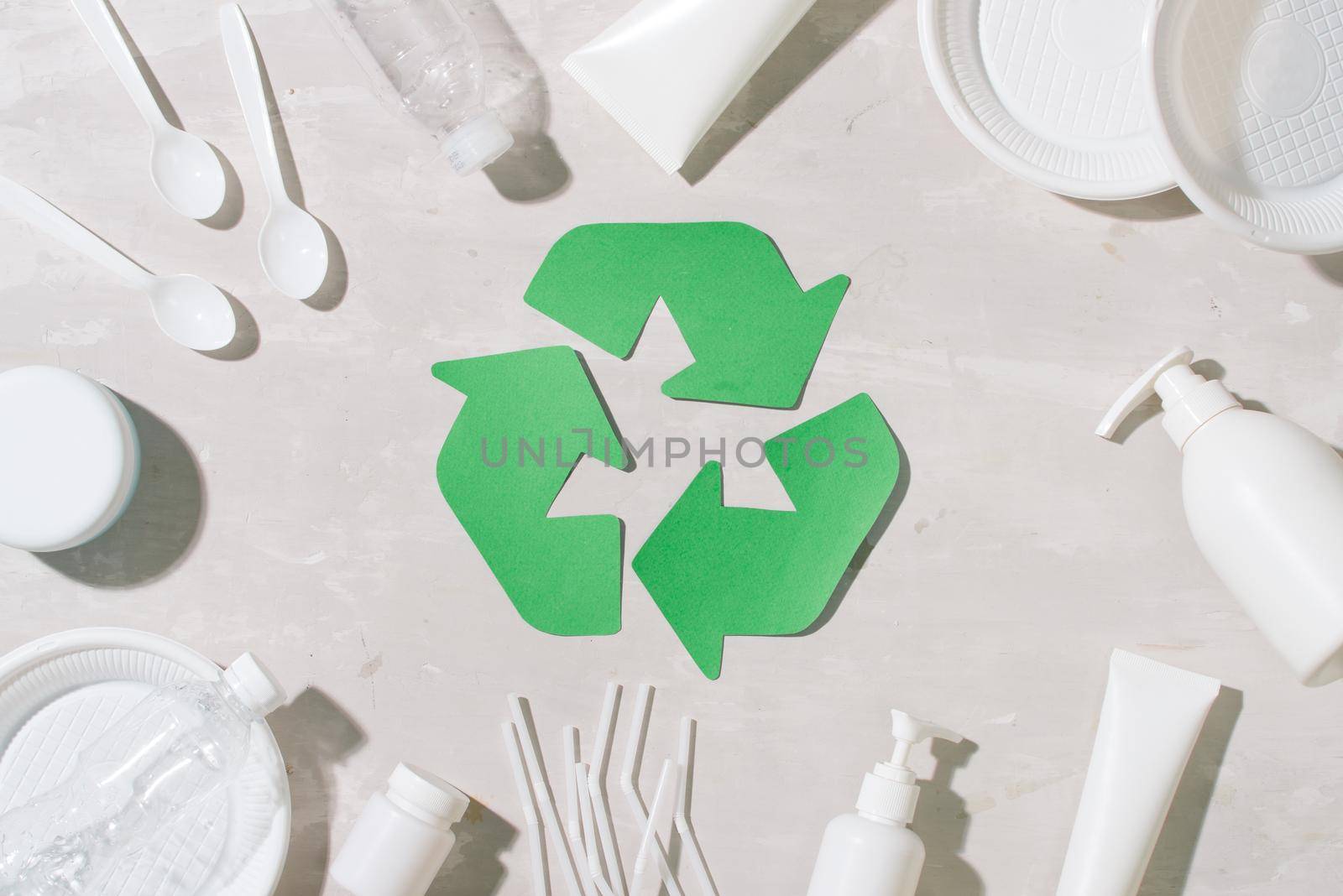 A selection of garbage for recycling. Segregated metal, plastic, paper and glass
