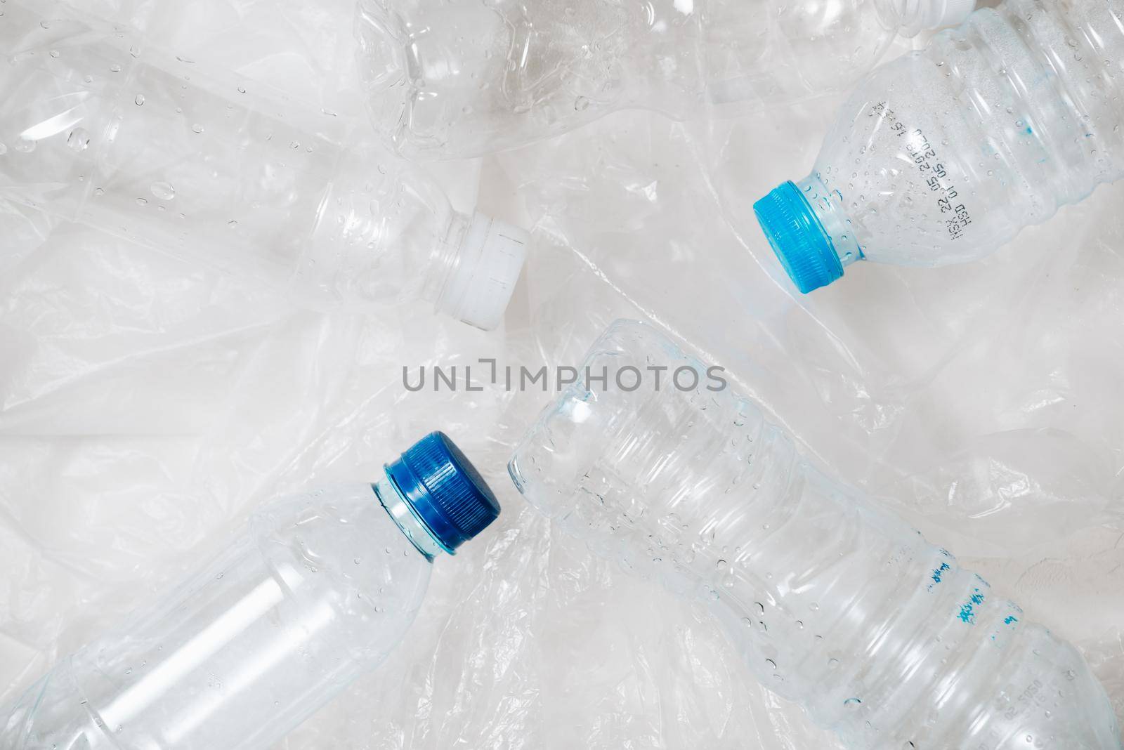 plastic bottles stack to recycle on white background