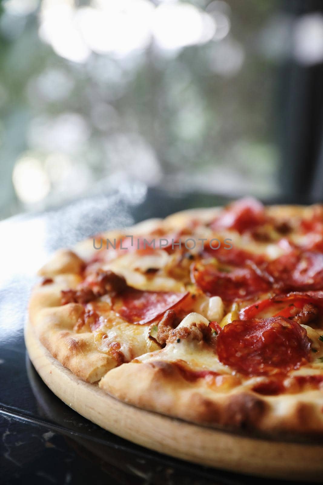 pepperoni pizza in close up